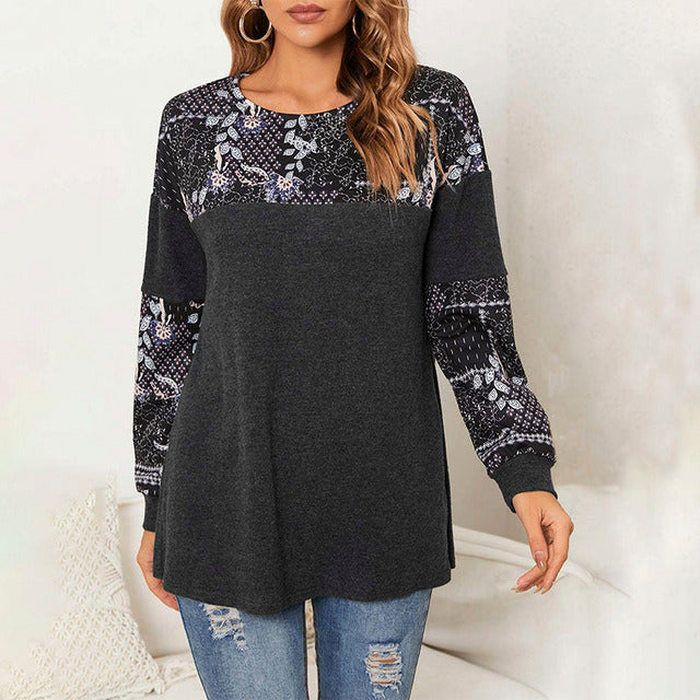 Patchwork T-shirt with floral print