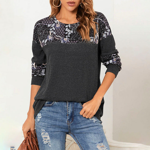 Patchwork T-shirt with floral print