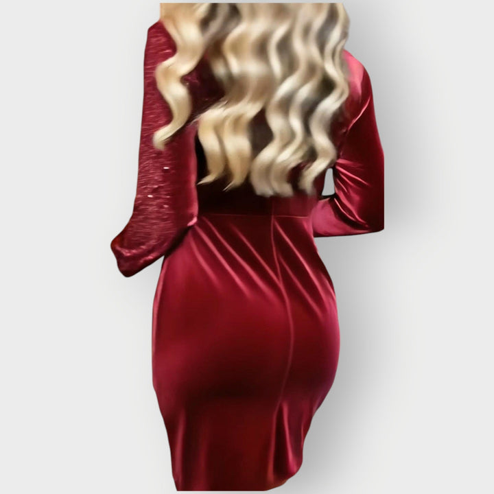 Emilia - Velvet & Sequin Asymmetrical Party Dress