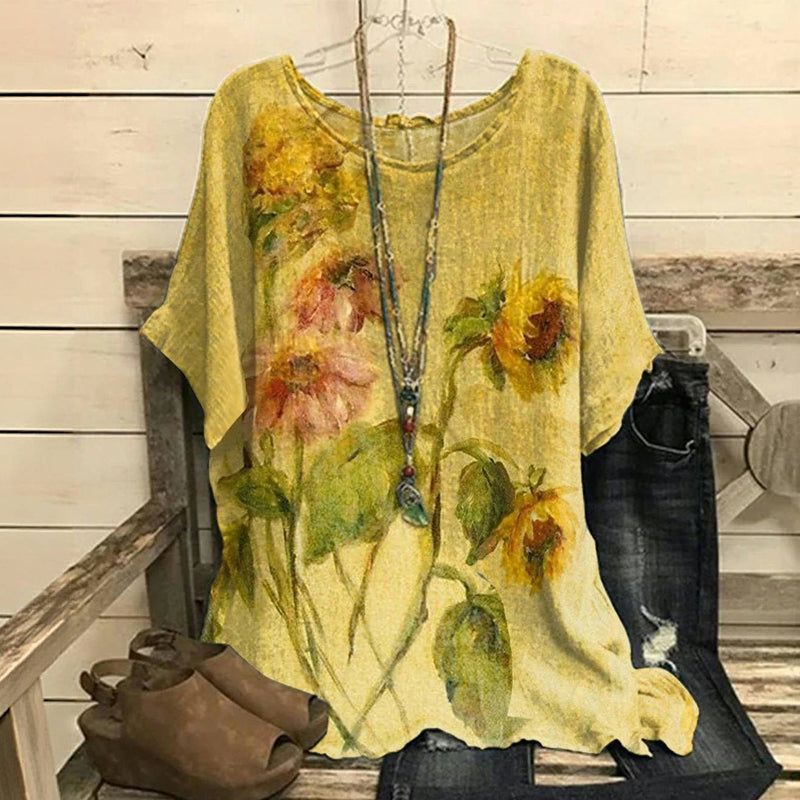 Vintage Floral Print Blouse