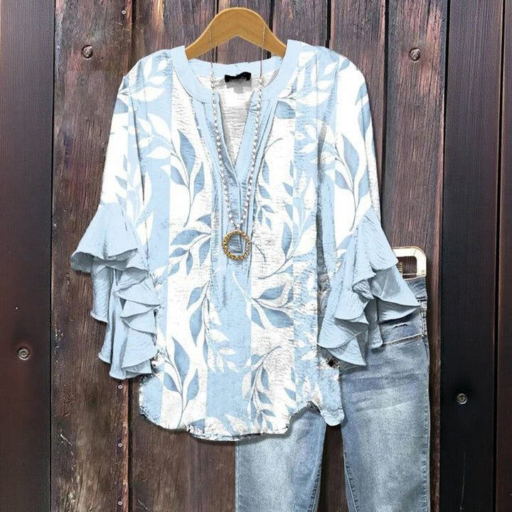 Casual Leaf Print Blouse