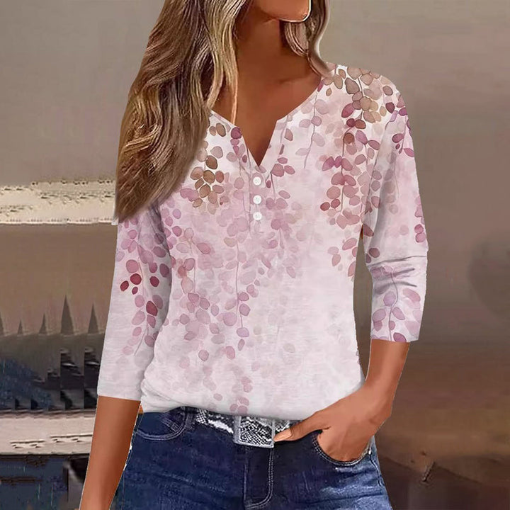 Blouse with gradient leaf pattern