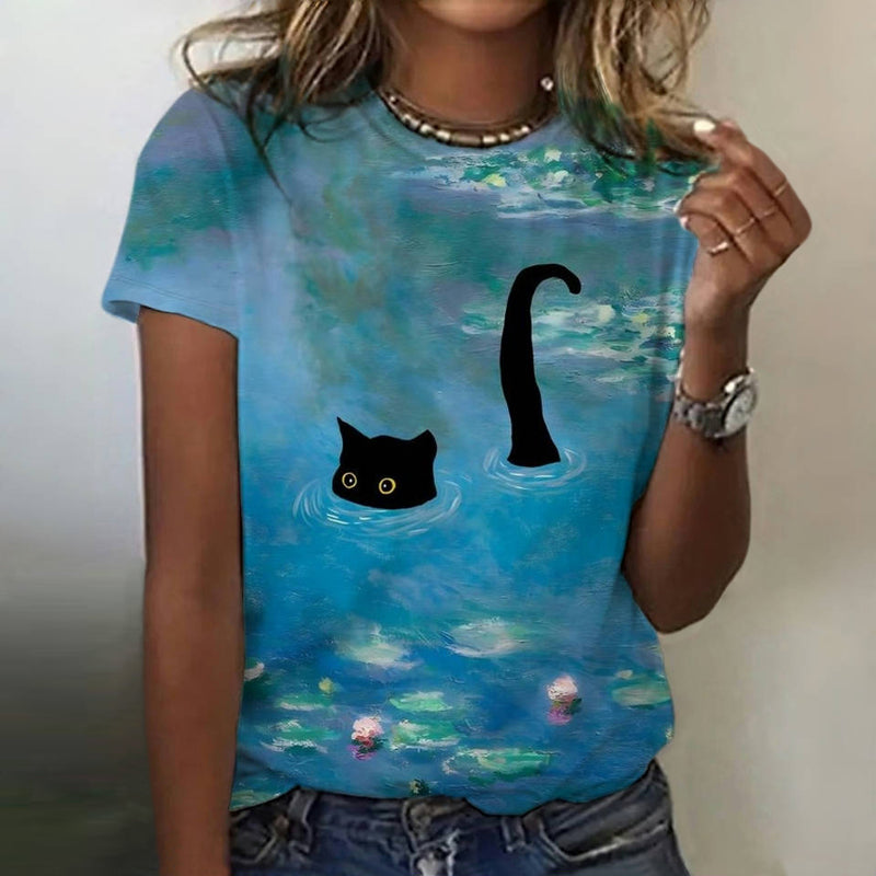 Creative Cat Print T-shirt