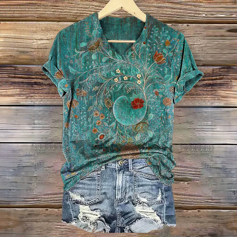 Vintage Floral Print T-shirt