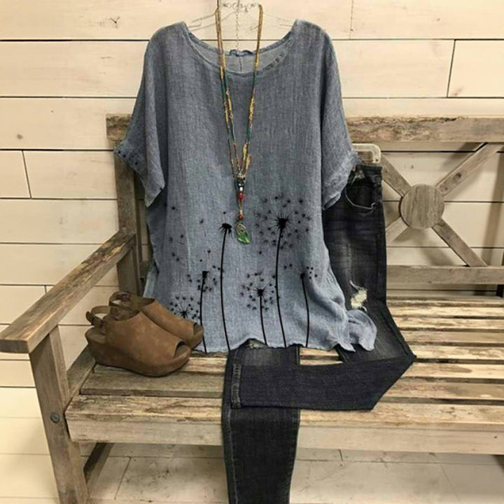 Vintage Blouse with Dandelion Print