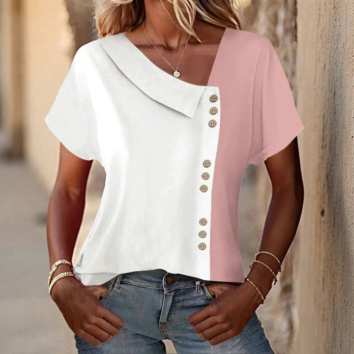 Casual Blouse with Colorblocking