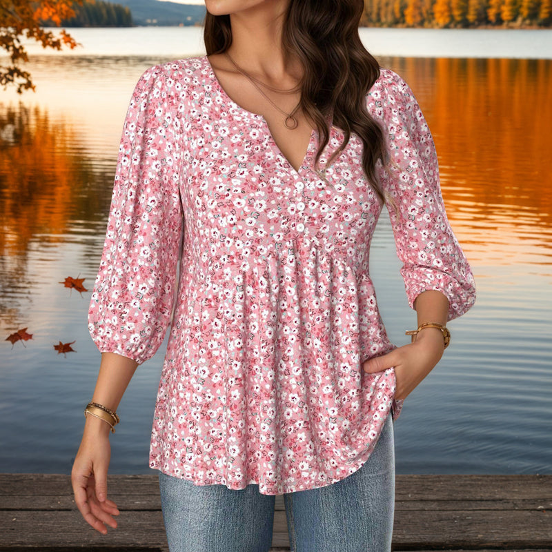 Vintage Floral Print Blouse