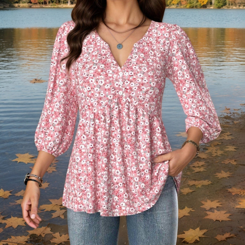 Vintage Floral Print Blouse