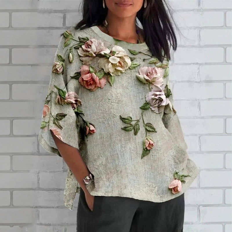 Vintage Blouse with Floral Print