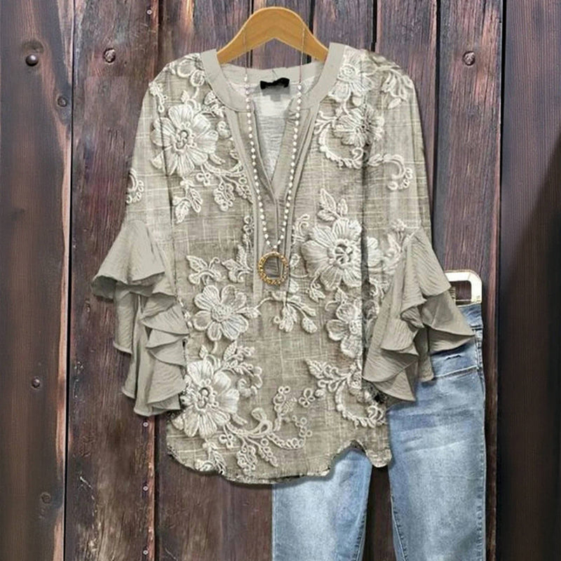 Vintage Floral Print Blouse