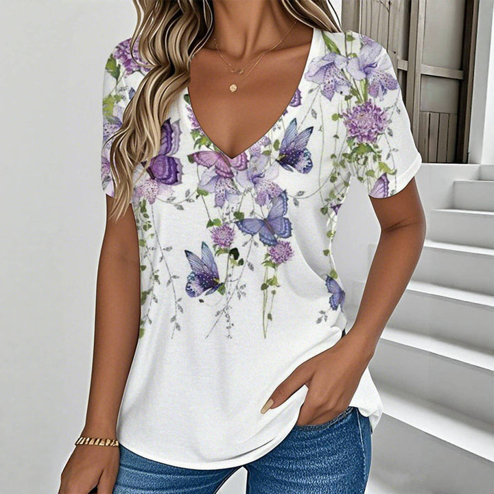 Casual butterfly print t-shirt