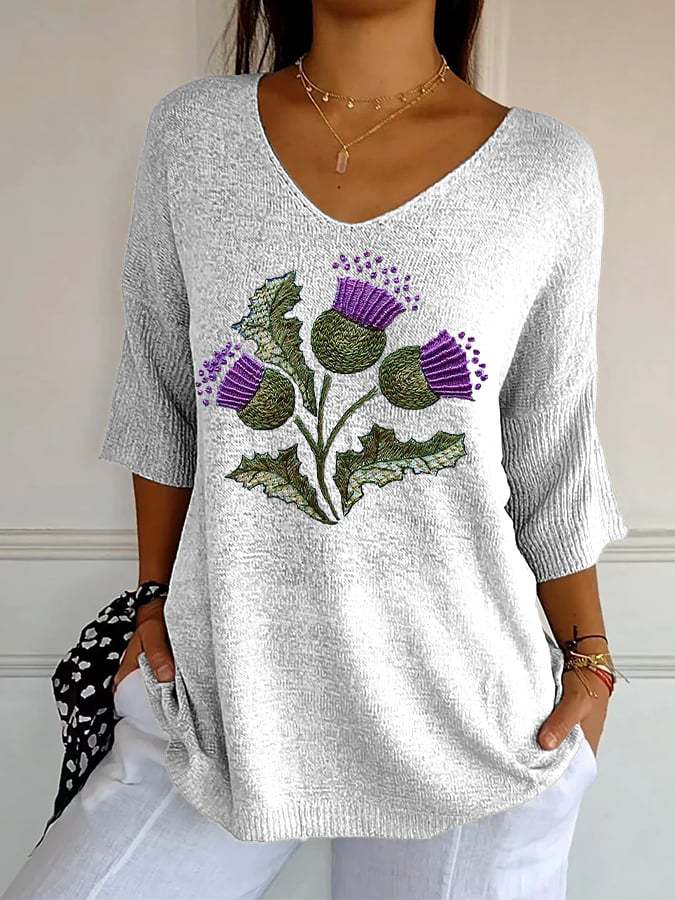 White Purple Casual Vintage T-shirt