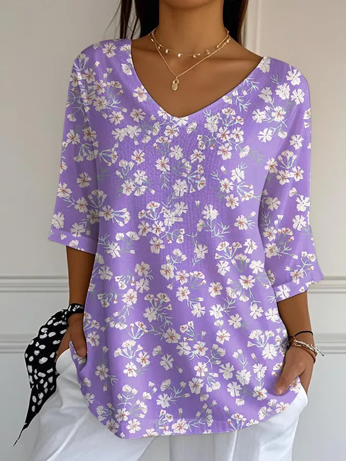 White Purple Classic T-shirt Vintage Casual