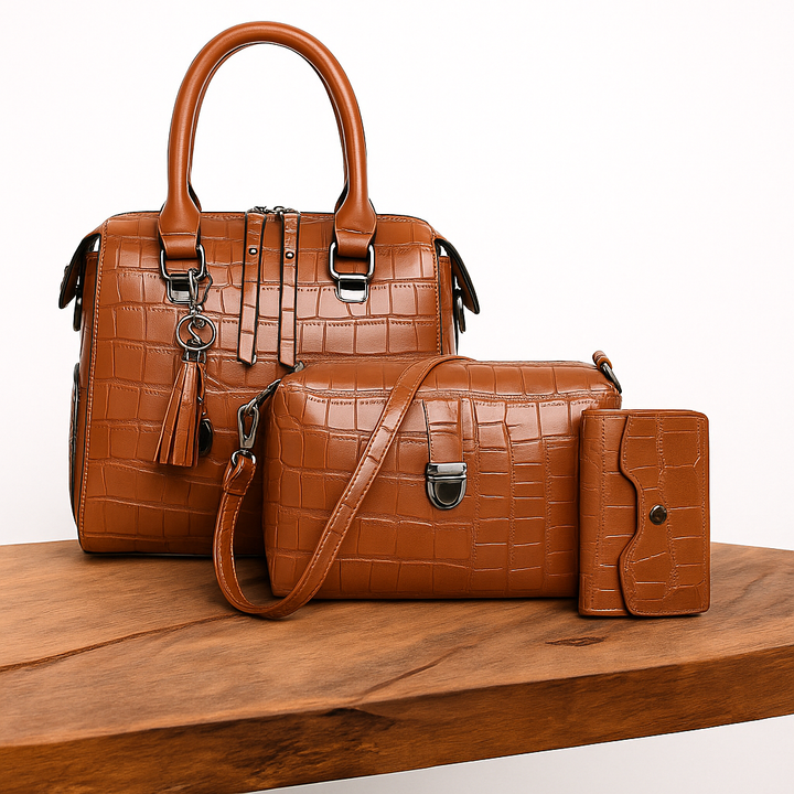 Olivia™ Classic Elegance | Modern 4-Piece Leather Bag Set