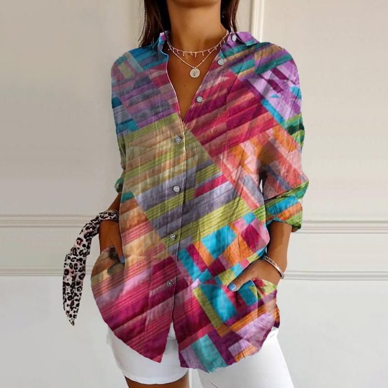 Colorful Geometric Print Blouse