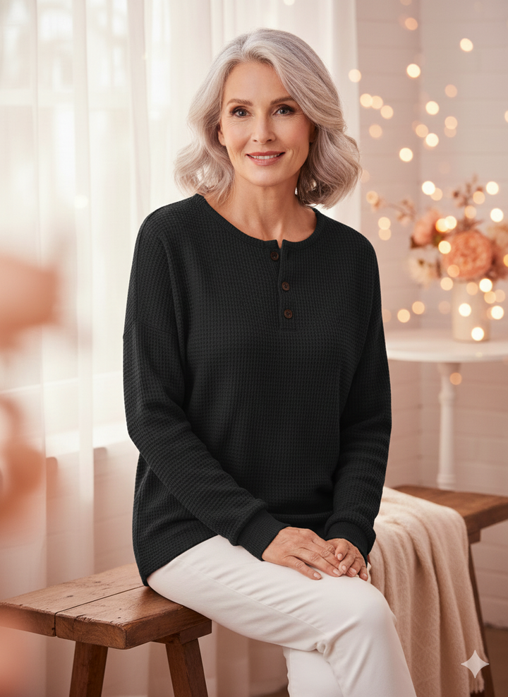 Anne | Cozy Waffle Knit Henley
