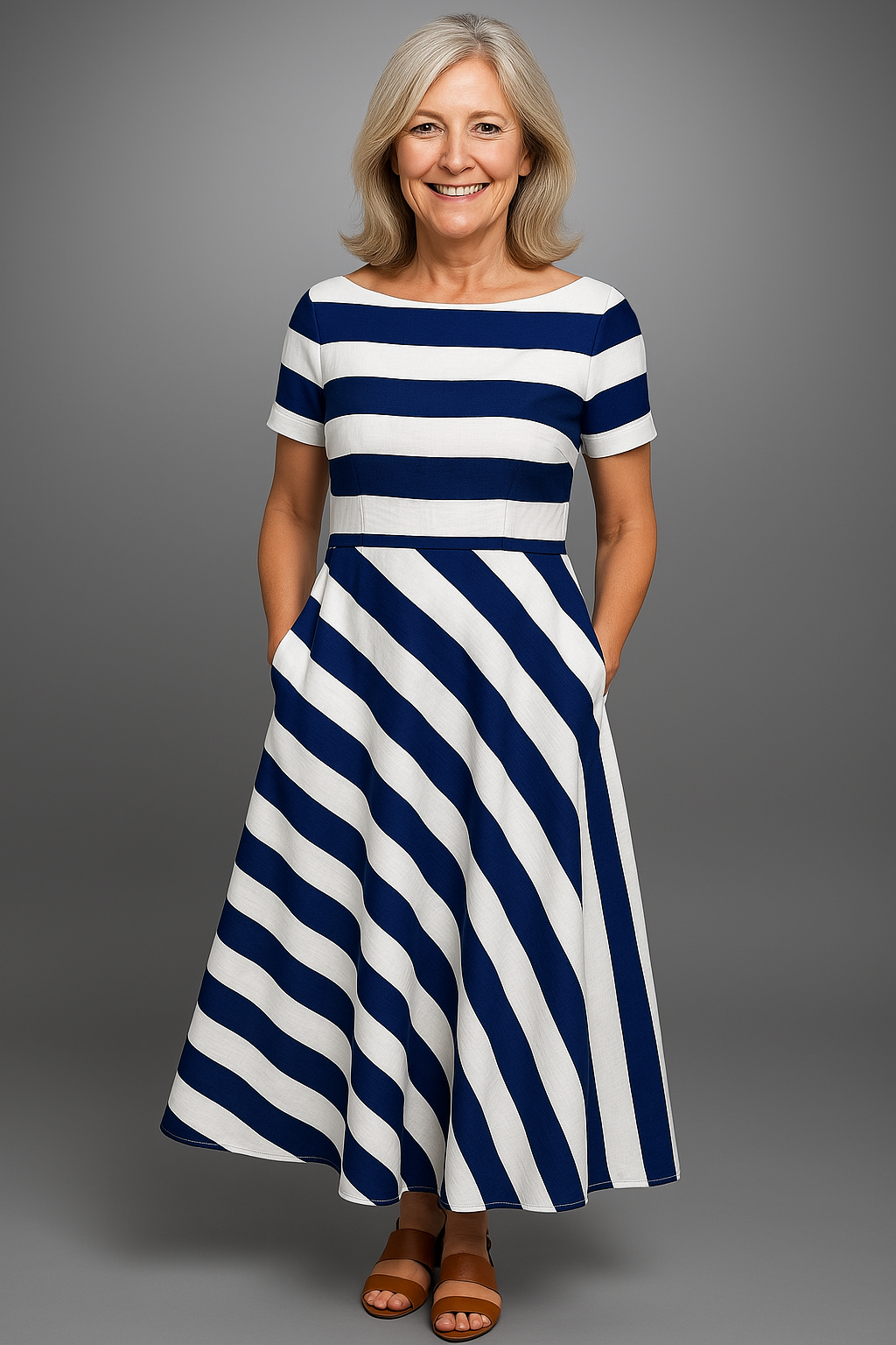 Natalia | Handmade striped long dress