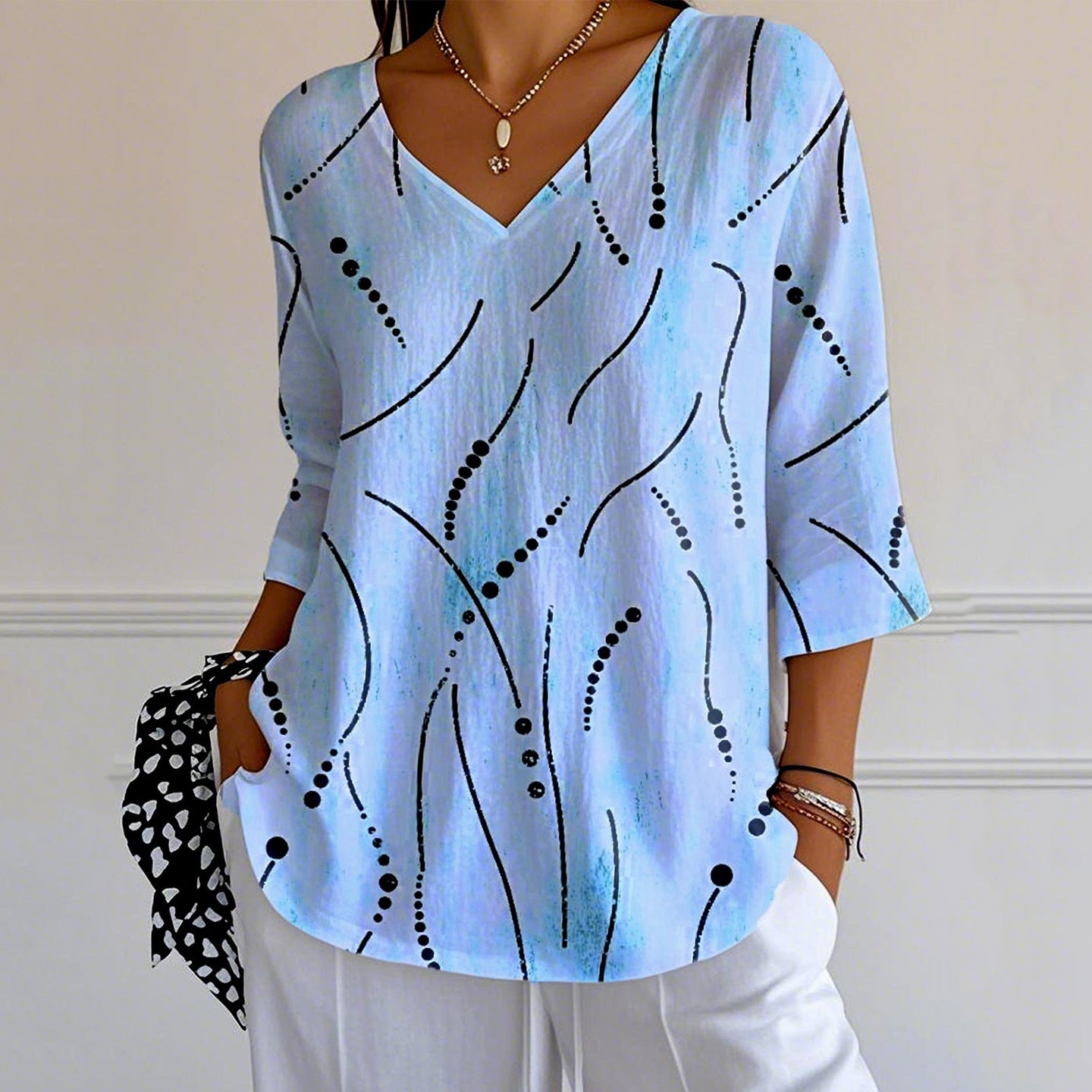 Blue Lines Vintage Casual T-shirt