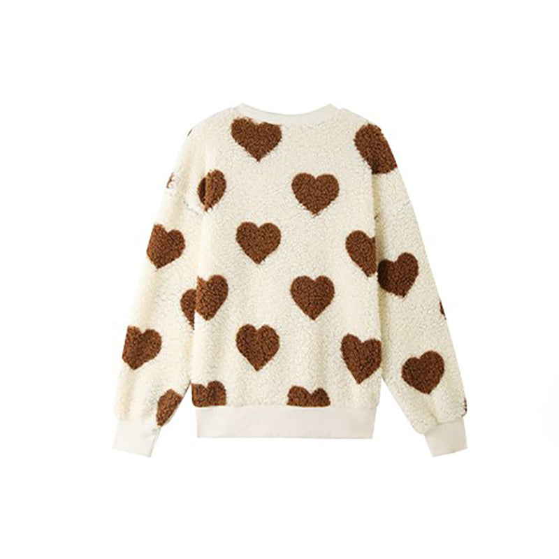 Plush sweatshirt with heart print