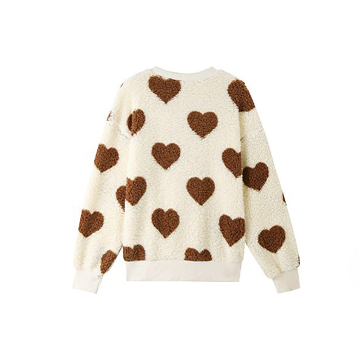 Plush sweatshirt with heart print