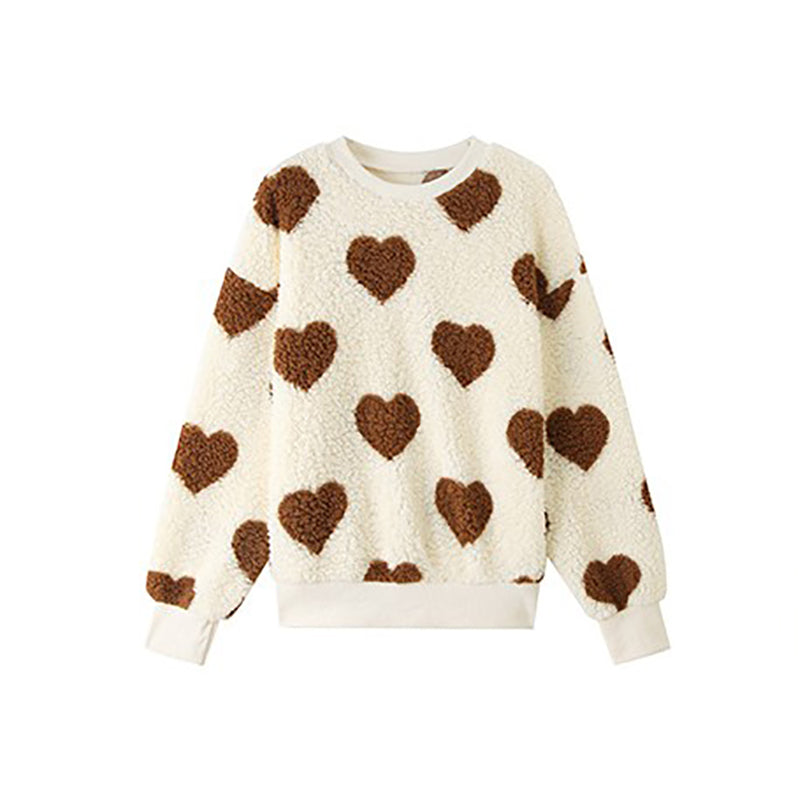 Plush sweatshirt with heart print