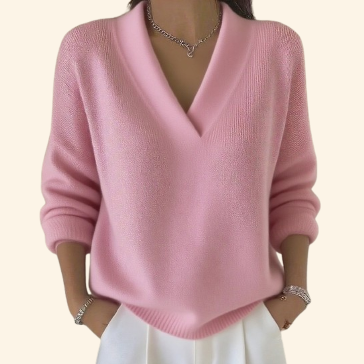 Vivian | Elegant V-Neck Knit Sweater