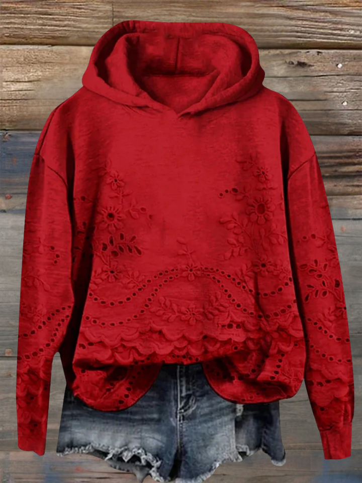 Rosa | Lace-Trim Charm Hoodie