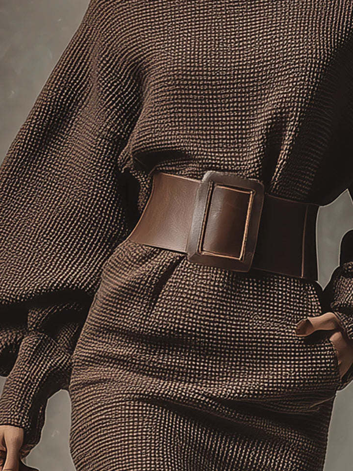 Clea | Structured Belted Short Knit Dress