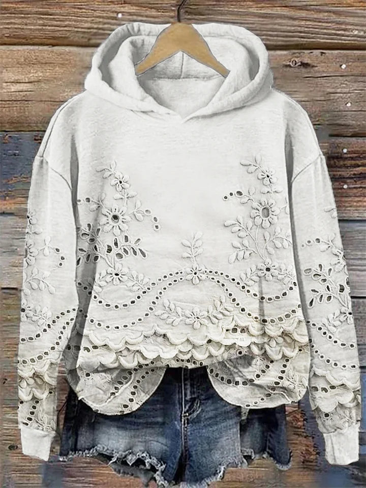 Rosa | Lace-Trim Charm Hoodie