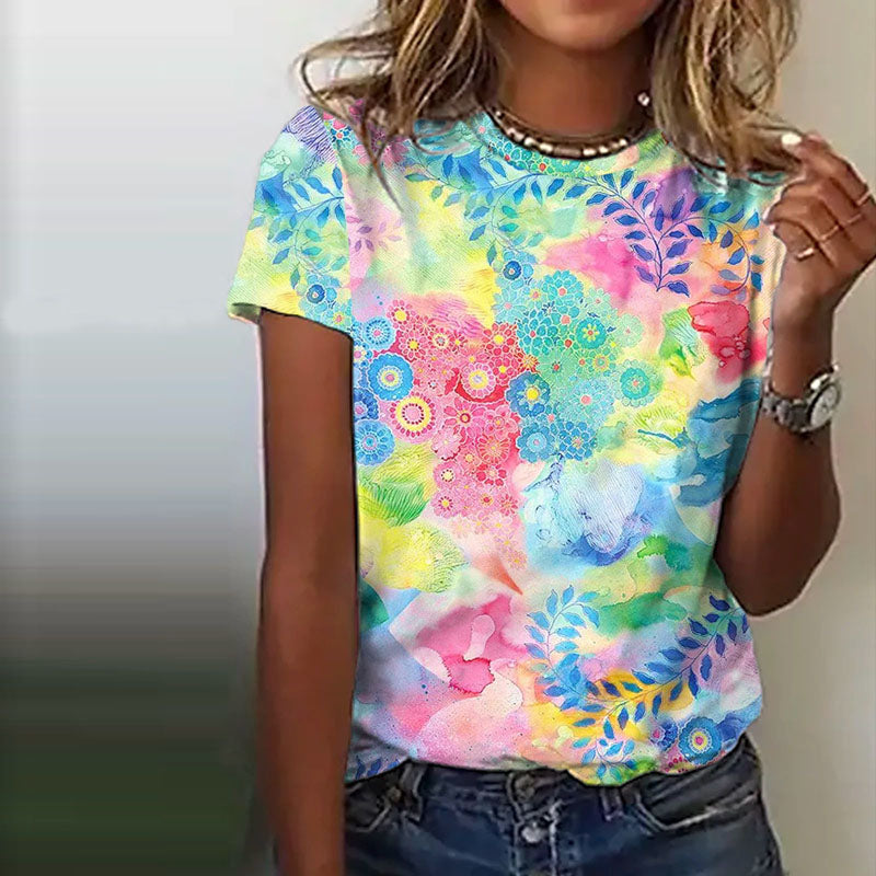 Colorful T-shirt with floral print