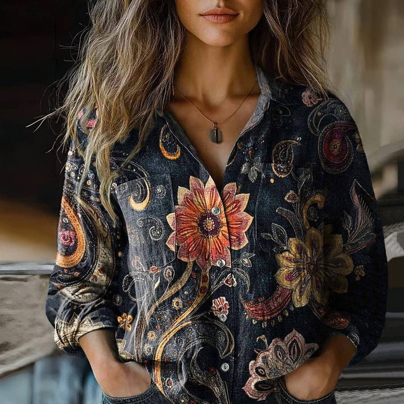 Vintage Blouse with Floral Print