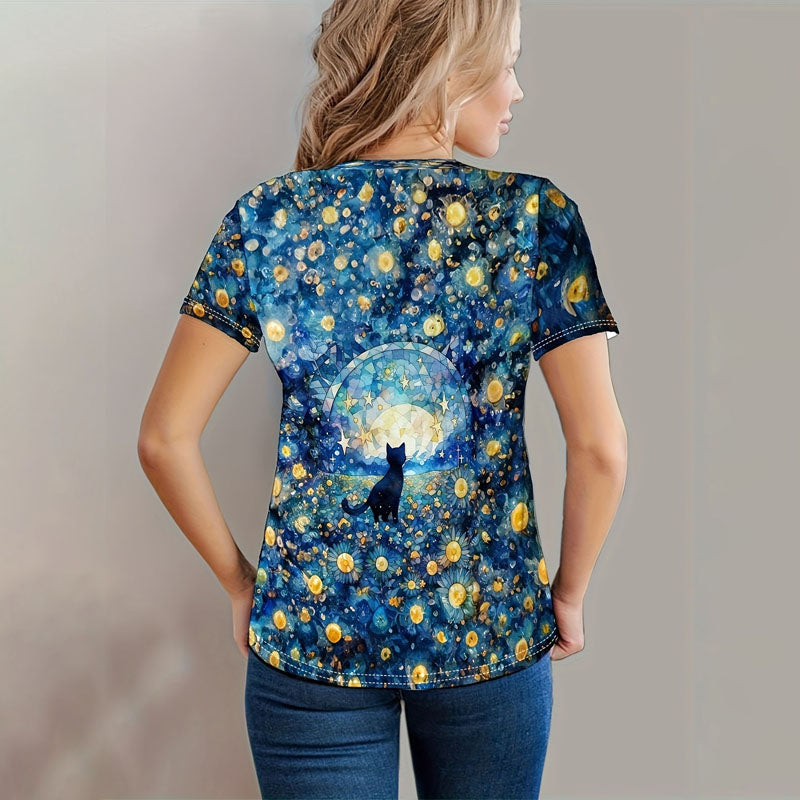 Creative Cat Print T-shirt