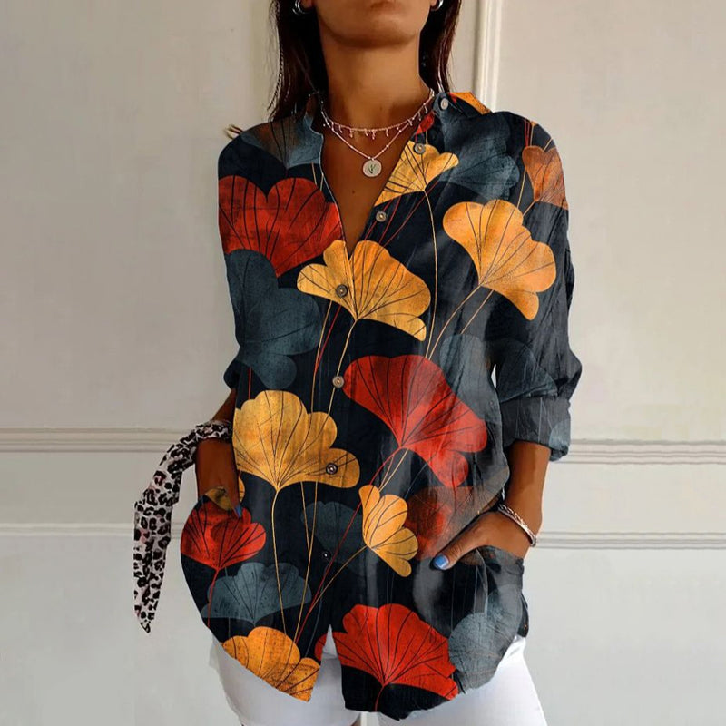 Vintage Leaf Pattern Blouse