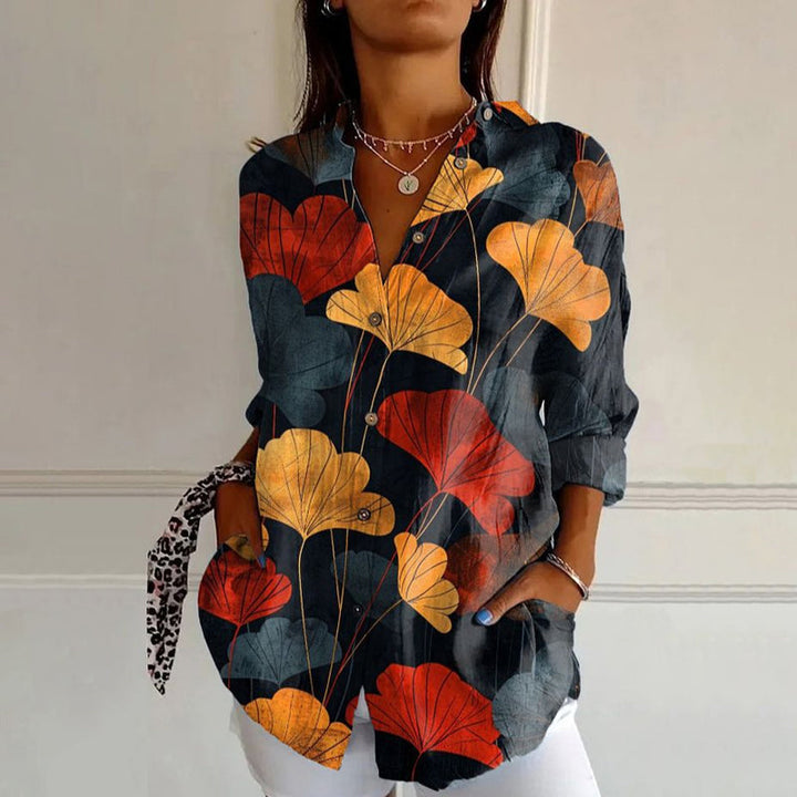 Vintage Leaf Pattern Blouse