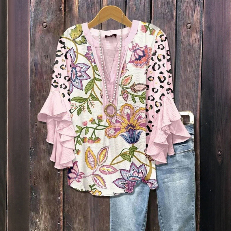 Vintage Floral Print Blouse