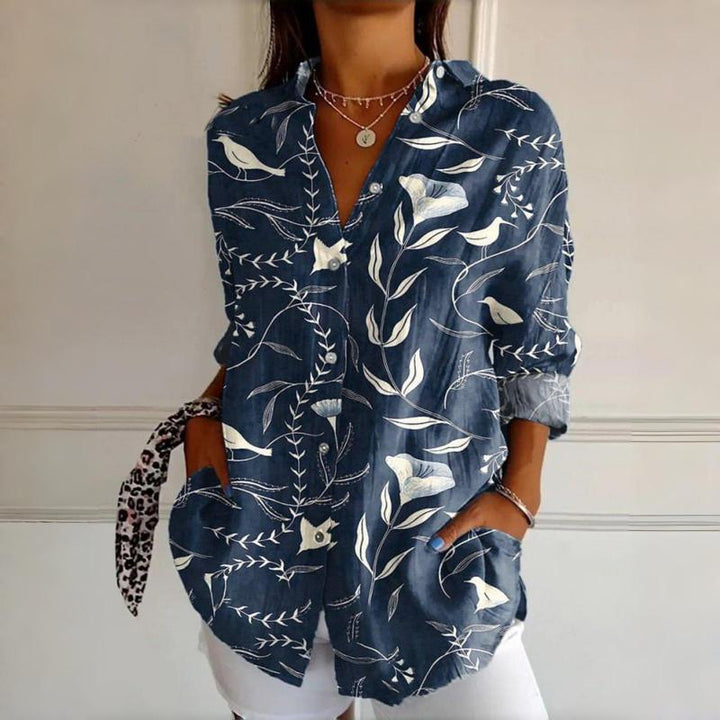 Vintage Blouse with Leaf Print