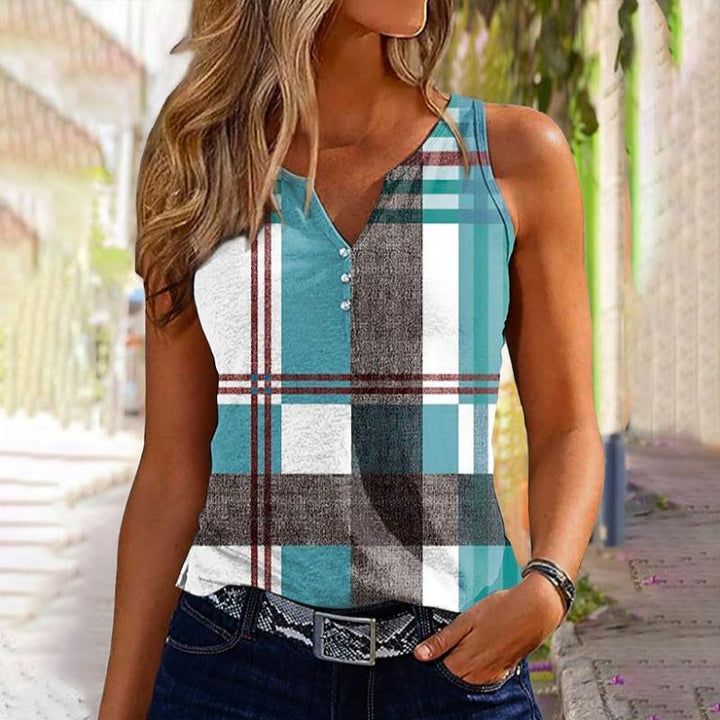 Casual Plaid Print Tank Top