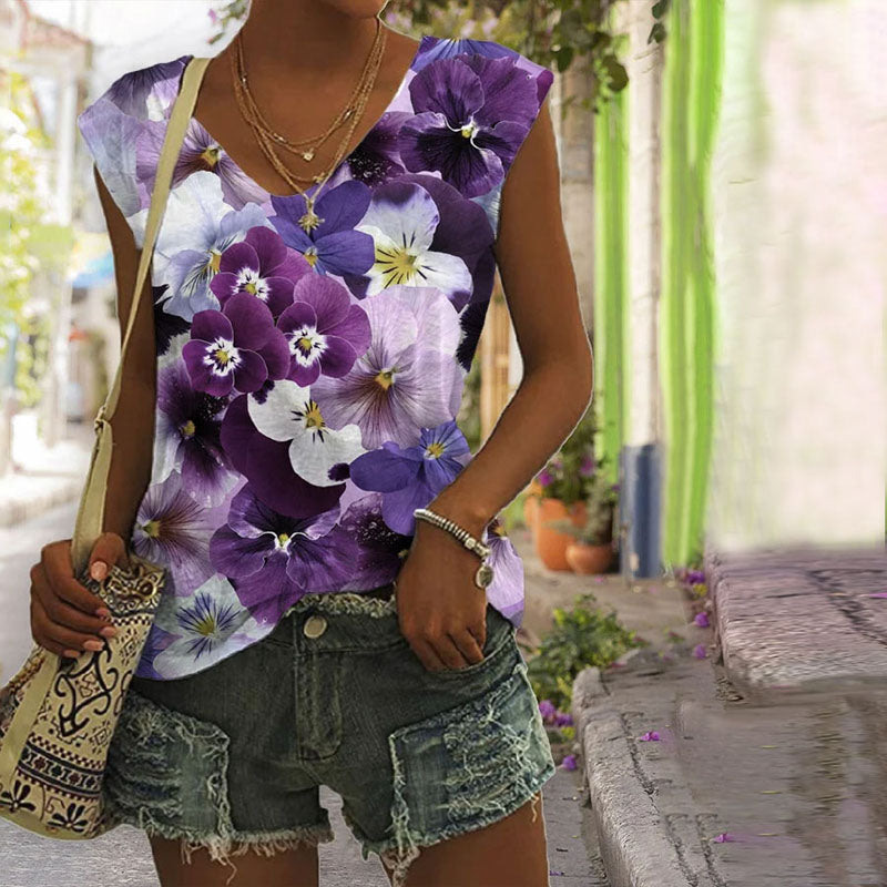 Vintage Tank Top with Flowers