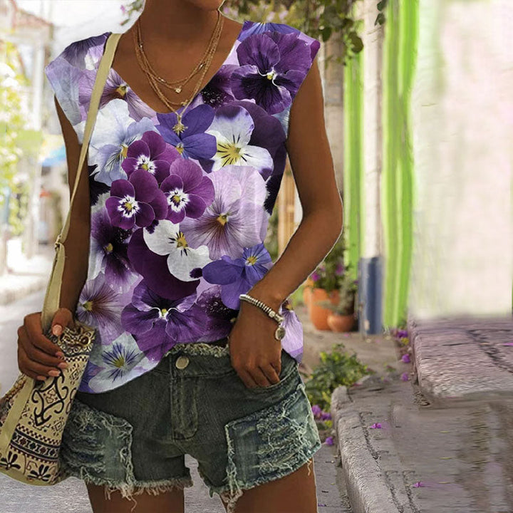 Vintage Tank Top with Flowers
