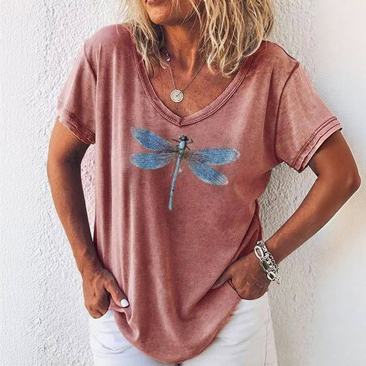 Vintage Dragonfly Print T-shirt