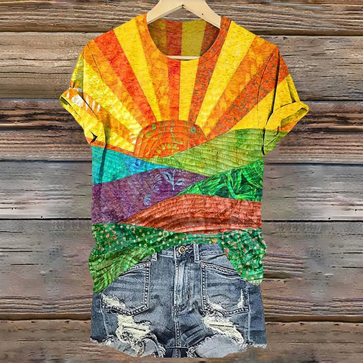 Casual T-shirt with color panels