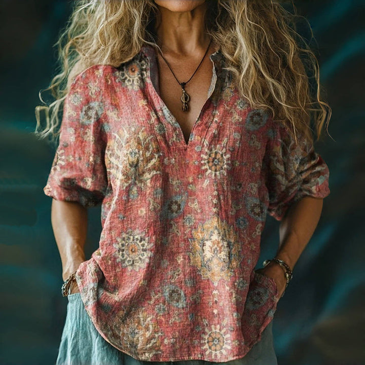 Vintage Blouse with Ethnic Print