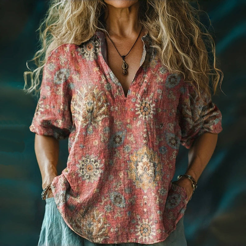 Vintage Blouse with Ethnic Print
