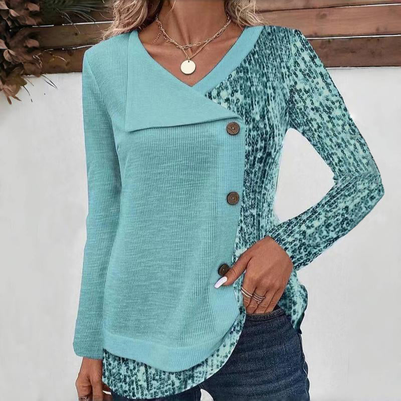 Vintage Patchwork Gradient Blouse