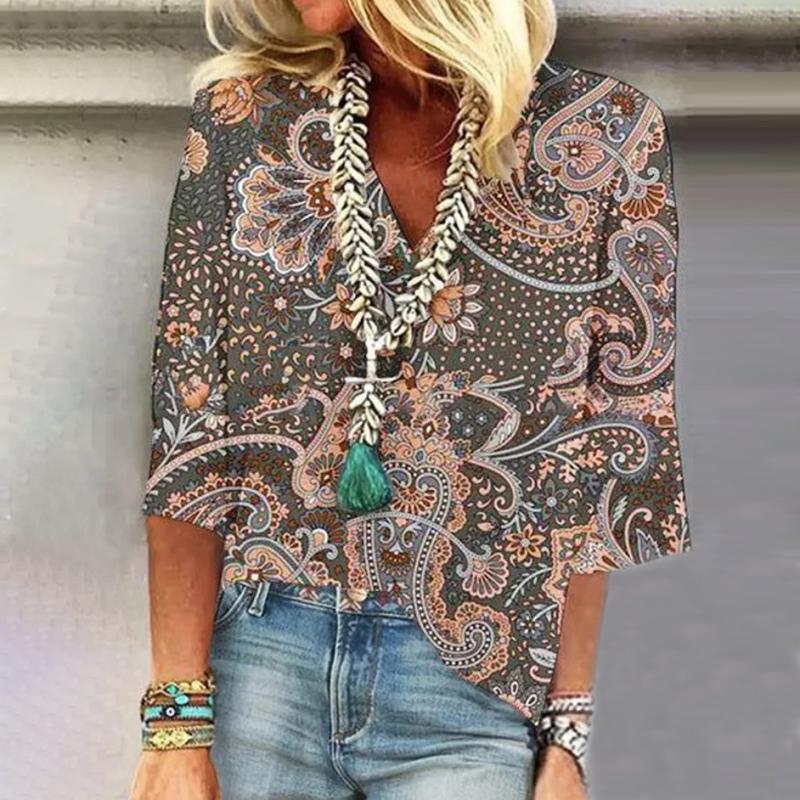 Vintage Blouse with Ethnic Print