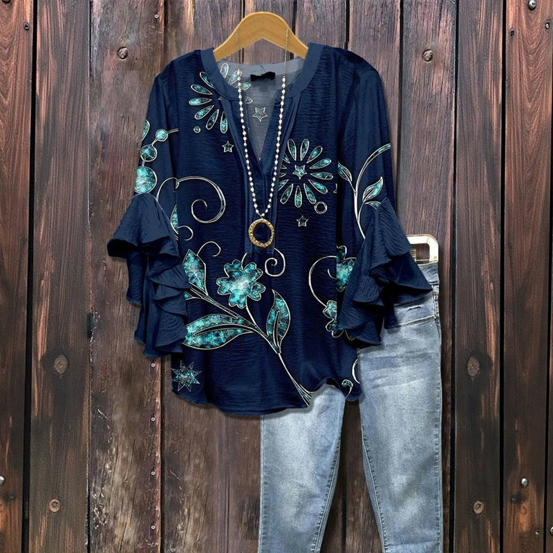 Vintage Floral Print Blouse