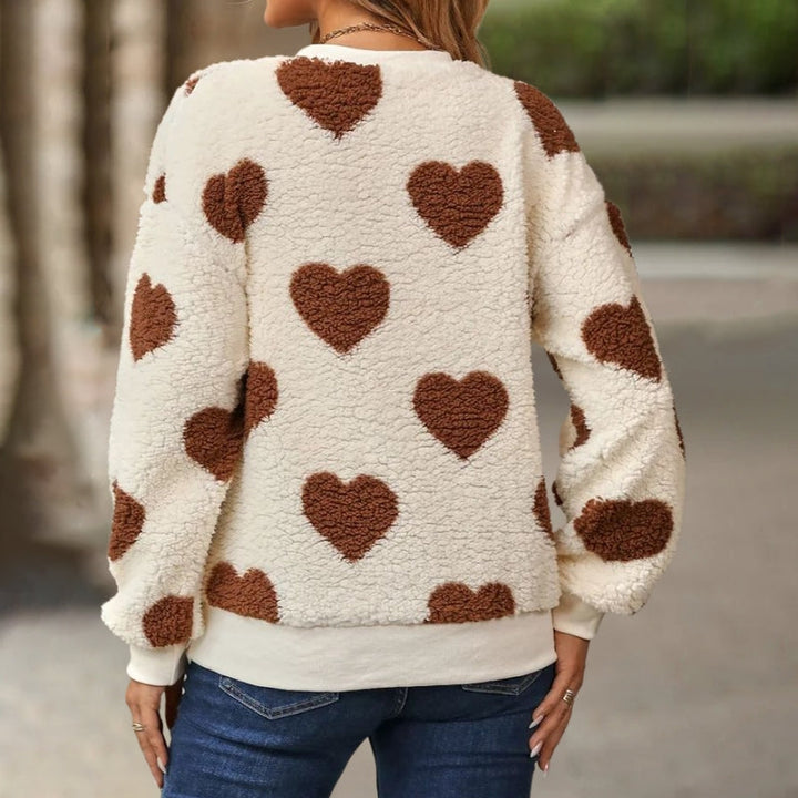 Plush sweatshirt with heart print