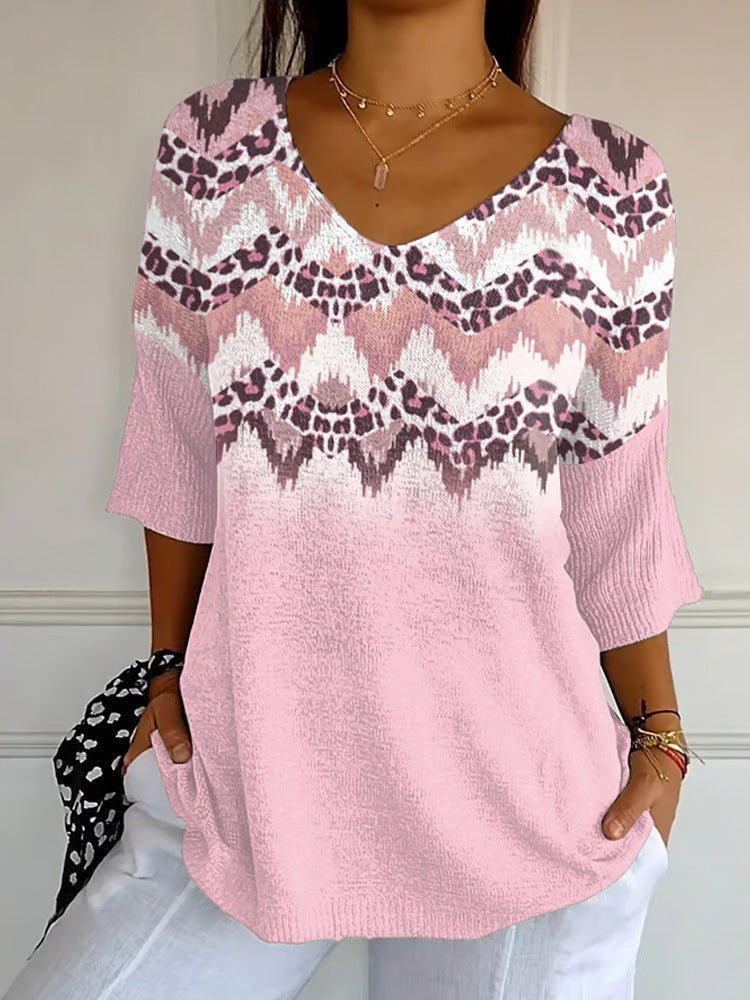 Rose pattern vintage casual t-shirt