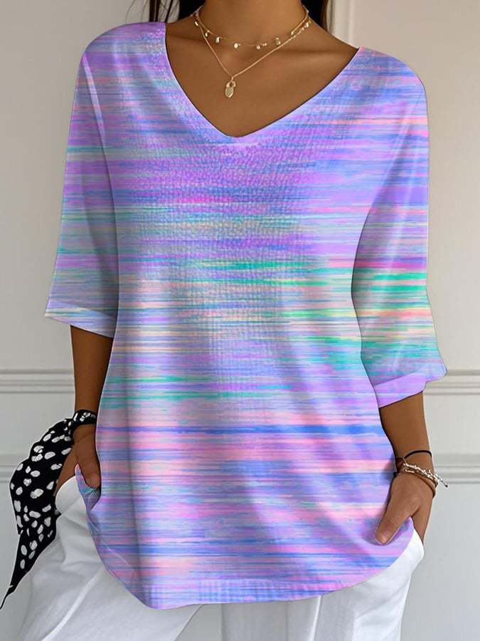 Purple pattern vintage casual t-shirt