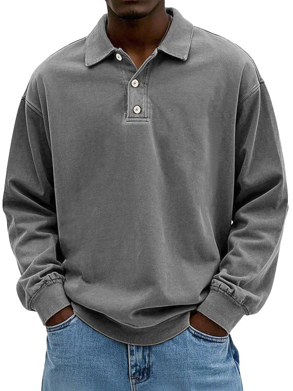 Relaxed fit long sleeve polo shirt